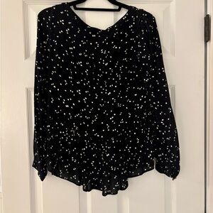 Anthropologie Maeve Black and White Speckled Blouse